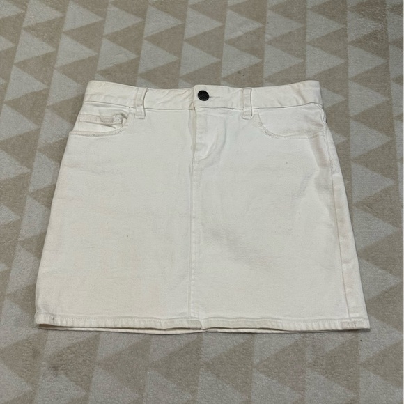 J. Crew Skirts J Crew Off White Denim Mini Skirt Size 4 Poshmark